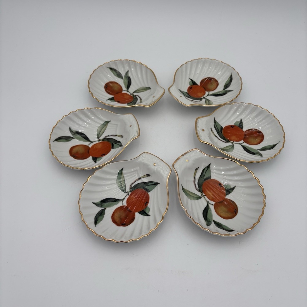 Vintage Royal Worcester Evesham Shell Spoon Rest Small Dish Shape 52 Size3 SETx6